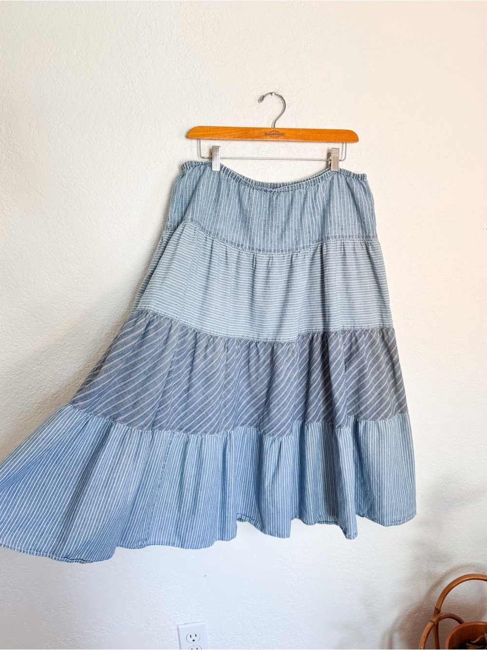 Ralph Lauren chambray tiered midi skirt